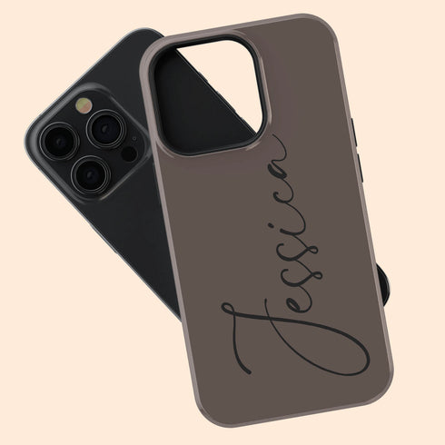 Custom Signature Name Earth Tones iPhone Case - Dark